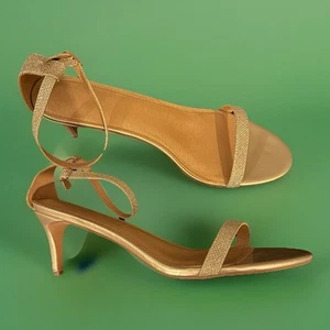 Sandals Women's Heel (3,5”) Size W 14 / M 13 Gold color - Picture 1 of 17