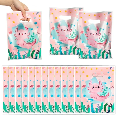 3Sscha 50Pcs Axolotl Party Favor Bags Amphibian Themed Waterproof Goodie Bag - Image 1 of 4