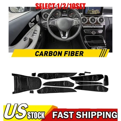 Наклейки внутренней отделки из углеродного волокна для Mercedes-Benz C200 C300 GLC 15-18 1 ~ 10 X - Изображение 1 из 4