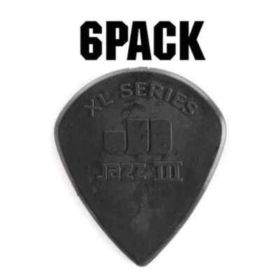 Jim Dunlop Nylon Jazz III XL Pacchetto giocatori plettro nero rigido - confezione da 6