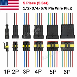 1/2/3/4/5/6 Pin/Wire Waterproof Plug Connector Electrical Car Sealed Male/Female - Picture 1 of 13