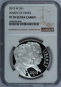 2015 - W March of Dimes Silver Dollar - NGC PF 70 Ultra Cameo - TOP GRADE! - Picture 1 of 2