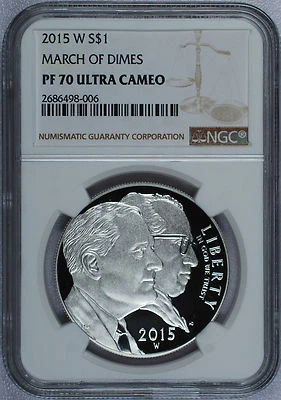 2015 - W March of Dimes Silver Dollar - NGC PF 70 Ultra Cameo - TOP GRADE! - Image 1 of 2
