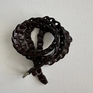 Leather Woven Braid Belt 110cm x 1cm Chain Cowboy Western Boho Gypsy Glam - Picture 1 of 6