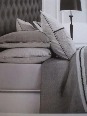 Portugal COTON COULEUR CHEVRON Mediterráneo Negro Blanco Juego de Sábanas Encaje - Queen Foto 1 de 4