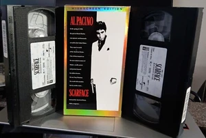 Scarface VHS Al Pacino Widescreen Edition - 2 Tape Set with Slipcover - Foto 1 di 3