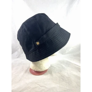 J Crew All Wool Bucket Cloche Hat Med-Large Black Fleur de Lis Button Accents - Picture 1 of 8