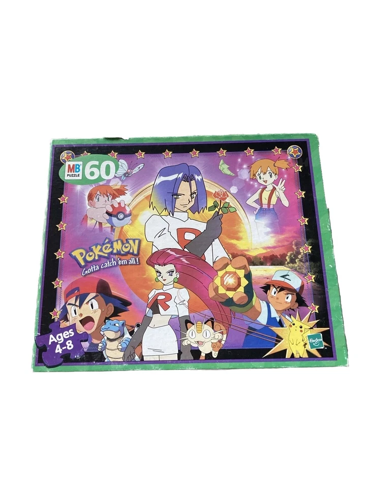 Pokemon Puzzle MB Hasbro 60 PC Nintendo Pikachu Meowth Charizard Vtg 1999 Compte