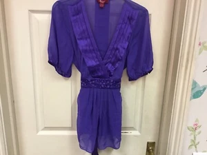 Monsoon Purple Tie Back Embroidered Front Detail Chiffon Tunic Size 12 £15.00 - Picture 1 of 4