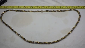 Vintage Sterling Silver Necklace Rope Chain 30" Gold Vermeil Robust Textured - Picture 1 of 7