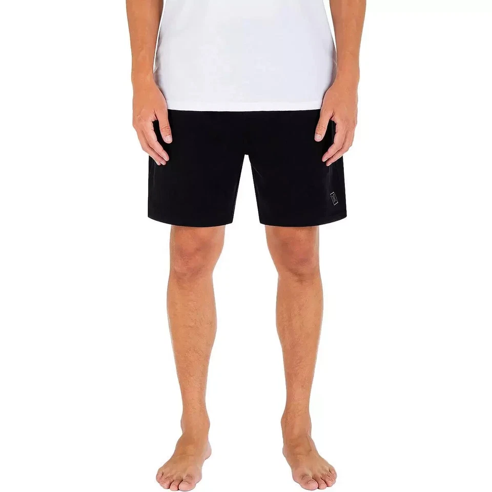 Hurley Mens Icon Boxed Logo Fleece Shorts Black S