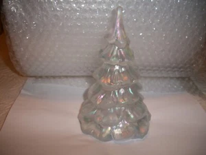 Fenton Art Glass Iridescent   Crystal 6 1/4"  Christmas Tree - Picture 1 of 6