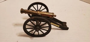 Vintage Toy Cannon Cast Iron Metal & Brass Military Weapon Heavy 8"x4"x4.5" - Picture 1 of 6