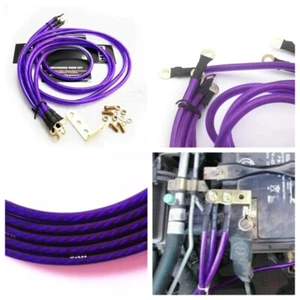Universal Purple Grounding Wire Ground Cable System Kit 8mm/ 0.31" For SUV Car； - Picture 1 of 8