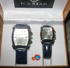 Lot de montres hommes femmes étoile de glace neuf bracelet bleu marine (lot de 2)