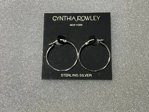 Cynthia Rowley  1  1/8 " in diameter 925 Sterling Silver Hoop earrings - Picture 1 of 3