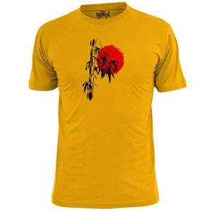 Japanisches Herren-T-Shirt Bambus und Sonnenuntergang Kunst - Bild 1 von 3