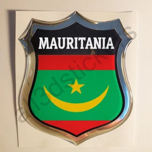 Sticker Mauritania Emblem 3D Resin Domed Gel Mauritania Flag Vinyl Decal Car - Imagen 1 de 1