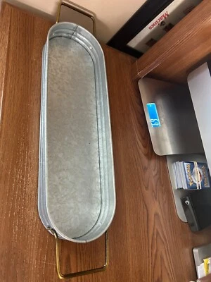 BETTER HOMES & GARDENS Galvanized Oval Snack Tray Rustic 15.5x5 - Image 1 of 4