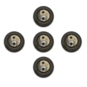 Zen Canyon Small Black White Yin Yang 2-hole Carved Yak Bone Buttons 5 pack - Picture 1 of 3