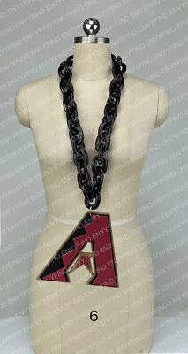 New MLB ARIZONA DIAMOND BACKS Jumbo Big BLACK Fan Chain Necklace Foam MI USA - Image 1 of 3