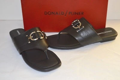 Novo $168 Donald J Pliner Kent Preto Bebê Couro de Bezerro Tanga Chinelos  - Imagem 1 de 4