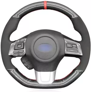 Suede PU Carbon Fiber Car Steering Wheel Wrap Cover for Subaru WRX 2015-2019 - Foto 1 di 6