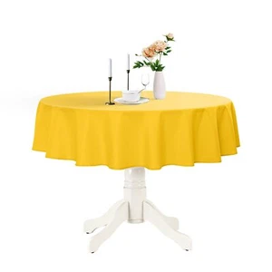 Round Waterproof Tablecloth Stain Resistant Washable Table Cloths Wrinkle Fre... - Picture 1 of 7