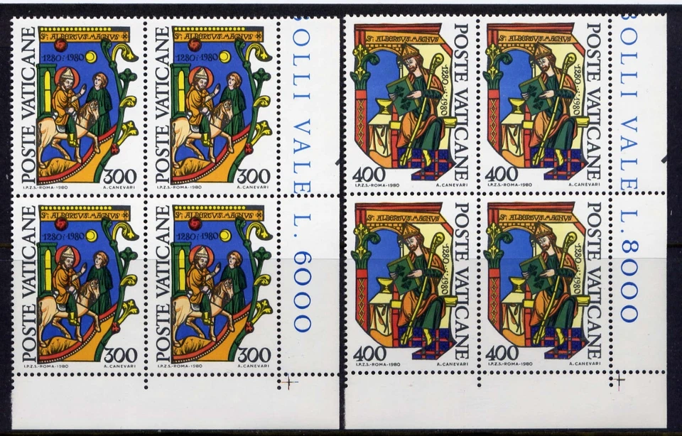 Vaticano Sc#677-8 Negro 4 1980 San Alberto Magnus 700 Aniversario Nacimiento MNH Foto 1 de 1