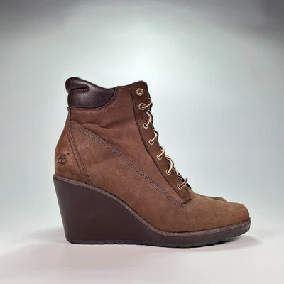 Botas de couro Timberland EK Mariden marrom com cadarço sapatos femininos 8447R tamanho 9 - Imagem 1 de 4
