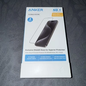 Anker Screen Protectors 2 Pack For IPhone 16 Pro Max ShieldX, HD New In Box - Picture 1 of 6