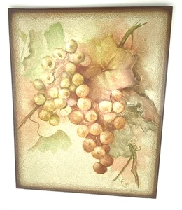Vintage Italian Ceramic Tile/Trivet Grapes Grapevines 8 x 10" Earth Tones - Picture 1 of 5