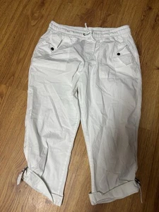 women's white capri pants elastic waist by N size PXL worn 2x excellent - Picture 1 of 4
