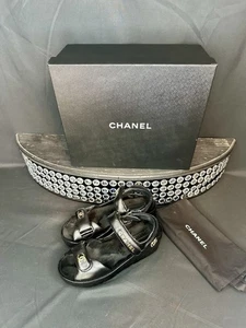 Chanel Black Leather Quilted Dad Sandals, Size 40 - Picture 1 of 21