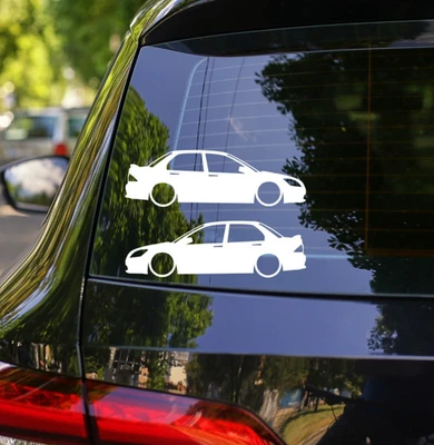 2x Calcomanías bajas de silueta de auto para Mitsubishi Lancer Ralliart 05-06 (lifting facial) Foto 1 de 3