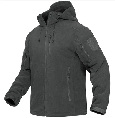 Tacvasen Men's Tactical Hoodie Windproof Military Fleece Jacket Zip Grey Small - Image 1 of 4