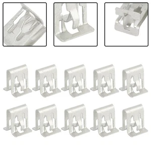 Retainer Clip Metal Silver Vehicle Fastener Replacement 10pcs/kit Accessories - Picture 1 of 12