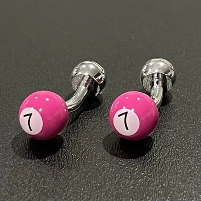 Gemelos de bola rosa para billar para hombres gemelos de regalo de cumpleaños en caja Foto 1 de 4