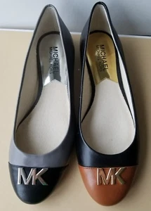 ZAPATOS PLANOS DE BALLET MICHAEL KORS HAYLEY ICÓNICOS LOGOTIPO MK NEGRO MARRÓN GRIS ME ENCANTAN - Imagen 1 de 7