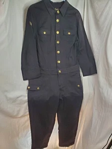 Baby Phat Vintage Y2K Military Style Black Denim Jumpsuit Cargo Jean Size 13 - Picture 1 of 16