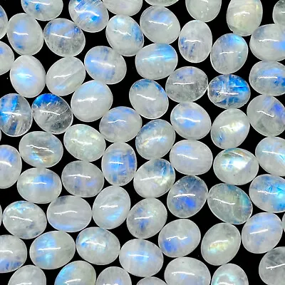 30 Pcs Natural Rainbow Moonstone 11x9mm Oval Blue Shines Cabochon Gemstones Lot • 18.99€