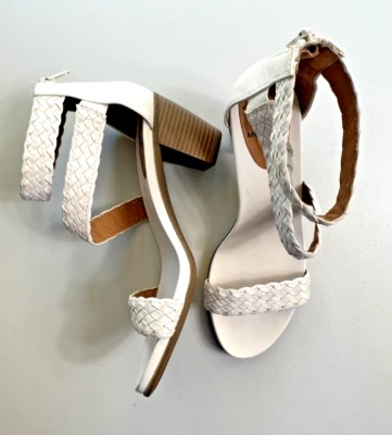 White Mountain SUNDOWN Gladiator White Braided Stacked Heel Sandals Sz 6.5 M - Image 1 of 4