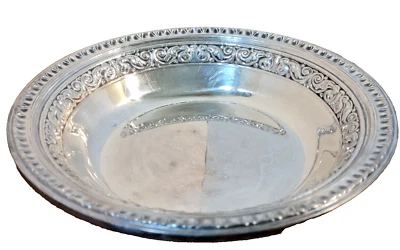 复古“Reed and Barton”经典玫瑰 6 英寸镀纯银糖果碗 1201 — 第 1/4 张图片