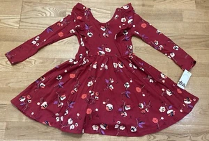 Girls Tea Collection Dark Red Floral Dress Size 5 NWT - Picture 1 of 3