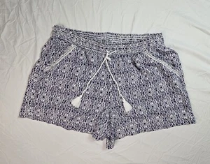 Briggs Womens Navy And White Drawstring Elastic Waist Shorts Size XXL - Picture 1 of 8