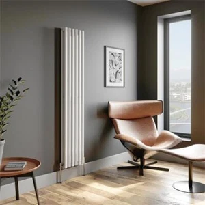 Radiador de diseño de doble panel de tubo ovalado vertical - 1800 x 360 mm blanco 12 tubos - Imagen 1 de 13