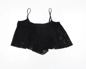 New Look Womens Black Nylon Cropped T-Shirt Size 18 Scoop Neck - Picture 1 of 10