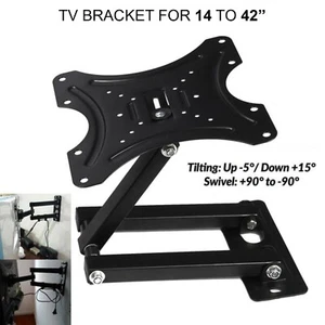 Full Motion TV Wall Mount Bracket Swivel Tilt 14 18 26 32 40 42 Inch LED LCD - Picture 1 of 10