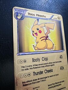 Pokemon Thicc Pikachu Hp 100 - Metal Gold Card