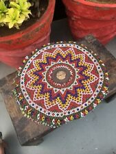 Antique Ethnic Handmade Multicolor Beads & Mirror Work Tribal Art Work Table Top